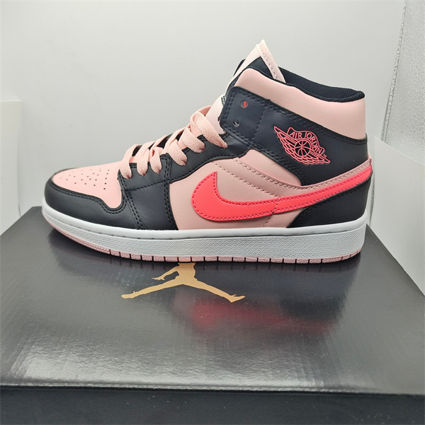 Women's Running Weapon Air Jordan 1 Pink/Black Shoes 174